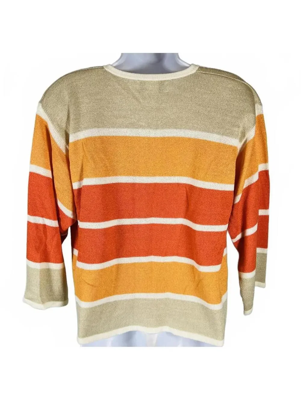SAN REMO Laura Knits  |Vintage 90s  Striped Zip Cardigan Sunset Boho 70s Vibe/ L - Picture 2 of 8